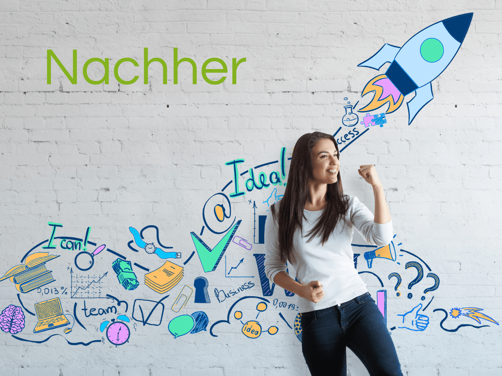 Coaching verhilft zu mehr Selbstvertrauen und Lebensqualität Strahlende Frau mit Erfolgs-Symbolen – Coaching für mehr Selbstvertrauen und Lebensqualität