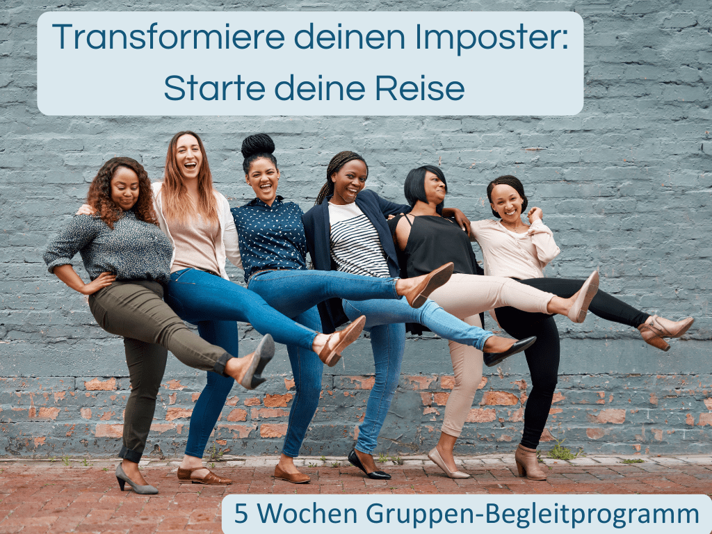 Transformiere deinen Imposter: 5 Wochen Gruppen Begleitprogramm Gruppe von Frauen lacht und hebt synchron das Bein – Bild für Gemeinschaft und Leichtigkeit im 5 Wochen Gruppen Begleitprogramm: Transformiere deinen Imposter